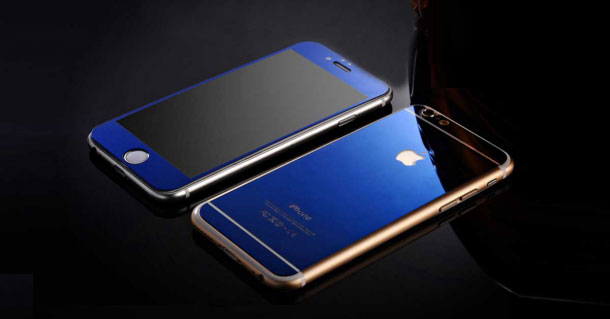 colored tempered glass iphone blue