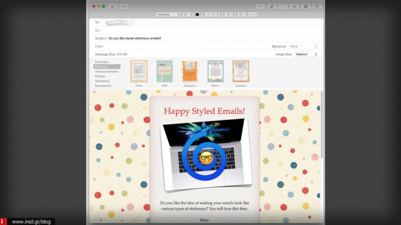 Mac Mail - Χρησιμοποιήστε τα Επιστολόχαρτα για να ομορφύνετε τα email σας